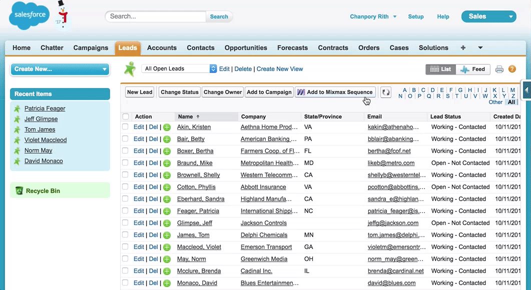 MixMax inside Salesforce animated demo